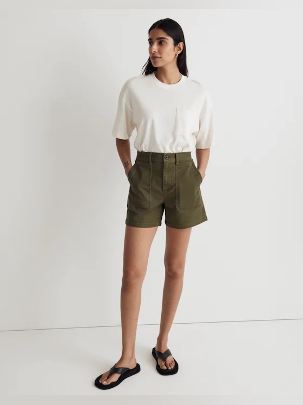 Madewell The Perfect Fatigue Mid Length Shorts 28 Loden Green